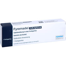 Abbildung: Fyremadel 0,25 mg / 0,5 ml Injektionslösung in einer Fertigspritze 1 St, Injektionslösung in einer Fertigspritze PZN 17845026