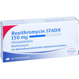 Abbildung: Roxithromycin STADA 150 mg Filmtabletten 14 St, Filmtabletten PZN 17848970
