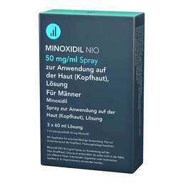Abbildung: Minoxidil Nio 50mg / ml Spray z.Anw.a.d.Kopfhaut Lsg 3X60 ml, Lösung PZN 17851883