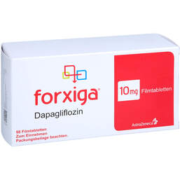 Abbildung: Forxiga 10 mg Filmtabletten 98 St, Filmtabletten PZN 17852291
