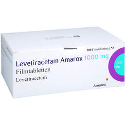 Abbildung: Levetiracetam Amarox 1000 mg Filmtabletten 200 St, Filmtabletten PZN 17852569