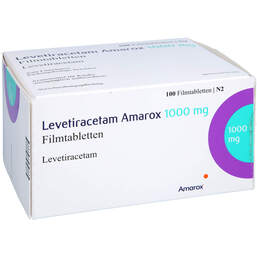 Abbildung: Levetiracetam Amarox 1000 mg Filmtabletten 100 St, Filmtabletten PZN 17852575