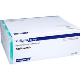 Abbildung: Yuflyma 40 mg / 0,4 ml Injektionslösung im Fertigpen 6 St, Injektionslösung PZN 17856107
