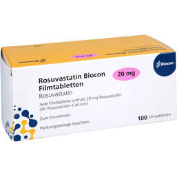 Abbildung: Rosuvastatin Biocon 20 mg Filmtabletten 100 St, Filmtabletten PZN 17857704