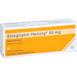 Abbildung: Sitagliptin Hennig 50 mg Filmtabletten 28 St, Filmtabletten PZN 17858431