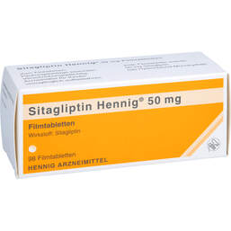 Abbildung: Sitagliptin Hennig 50 mg Filmtabletten 98 St, Filmtabletten PZN 17858448