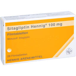 Abbildung: Sitagliptin Hennig 100 mg Filmtabletten 28 St, Filmtabletten PZN 17858460