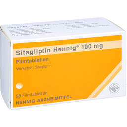 Abbildung: Sitagliptin Hennig 100 mg Filmtabletten 98 St, Filmtabletten PZN 17858477