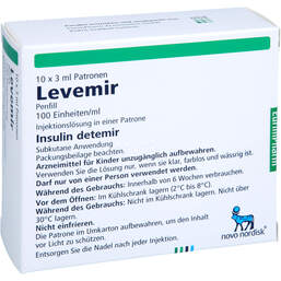Abbildung: Levemir Penfill 100 Einheiten / ml Injektionslösung Zyl.-Ampulle  10X3 ml, Injektionslösung PZN 17860089