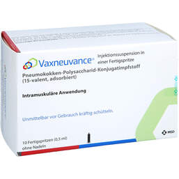 Abbildung: Vaxneuvance Injektionssuspension in einer Fertigspritze 10 St, Injektionssuspension PZN 17867878