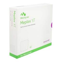 Abbildung: Mepilex XT 10x10 cm Schaumverband 5 St, Verband PZN 17868027