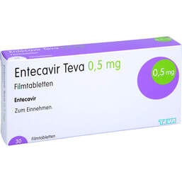 Abbildung: Entecavir Teva 0,5 mg Filmtabletten 30 St, Filmtabletten PZN 17868085