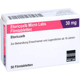 Abbildung: Etoricoxib Micro Labs 30 mg Filmtabletten 50 St, Filmtabletten PZN 17872626