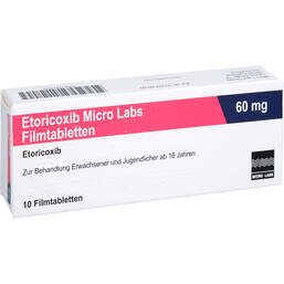 Abbildung: Etoricoxib Micro Labs 60 mg Filmtabletten 10 St, Filmtabletten PZN 17872632