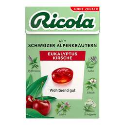 Abbildung: Ricola ohne Zucker Box Eukalyptus Kirsche Bonbons 50 g, Bonbons PZN 17873407