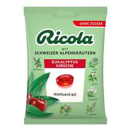 Abbildung: Ricola ohne Zucker Beutel Eukalyptus Kirsche Bonbons 75 g, Bonbons PZN 17873436