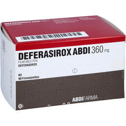 Abbildung: Deferasirox Abdi 360 mg Filmtabletten 90 St, Filmtabletten PZN 17874631