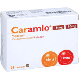 Abbildung: Caramlo 16 mg / 10 mg Tabletten 98 St, Tabletten PZN 17875582