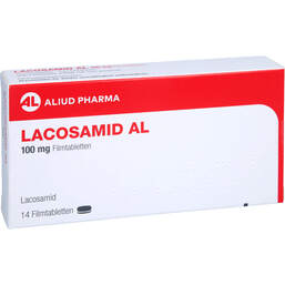 Abbildung: Lacosamid AL 100 mg Filmtabletten 14 St, Filmtabletten PZN 17876966