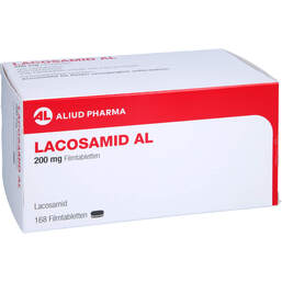 Abbildung: Lacosamid AL 200 mg Filmtabletten 168 St, Filmtabletten PZN 17877049