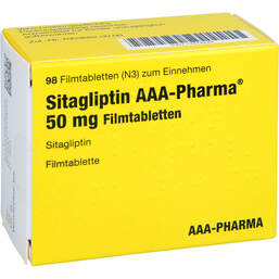 Abbildung: Sitagliptin AAA-Pharma 50 mg Filmtabletten 98 St, Filmtabletten PZN 17878244