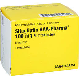 Abbildung: Sitagliptin AAA-Pharma 100 mg Filmtabletten 98 St, Filmtabletten PZN 17878267