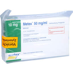 Abbildung: Metex FS 10 mg (50mg / ml) Injektionslösung Fertigspritze 6 St, Injektionslösung in einer Fertigspritze PZN 17880092