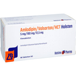 Abbildung: Amlodipin / Valsartan / HCT Holsten 5 / 160 / 12,5mg Fta 98 St, Filmtabletten PZN 17887875