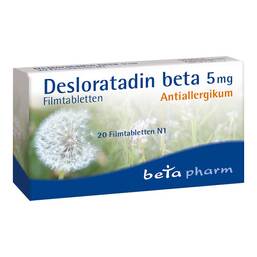Abbildung: Desloratadin beta 5 mg Filmtabletten 20 St, Filmtabletten PZN 17895768