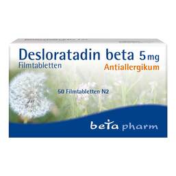 Abbildung: Desloratadin beta 5 mg Filmtabletten 50 St, Filmtabletten PZN 17895780
