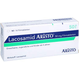 Abbildung: Lacosamid Aristo 50 mg Filmtabletten 14 St, Filmtabletten PZN 17895857