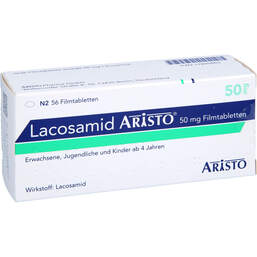 Abbildung: Lacosamid Aristo 50 mg Filmtabletten 56 St, Filmtabletten PZN 17895863