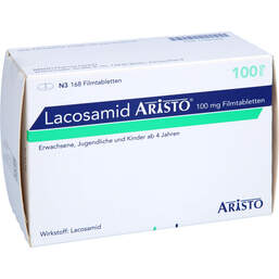 Abbildung: Lacosamid Aristo 100 mg Filmtabletten 168 St, Filmtabletten PZN 17895900