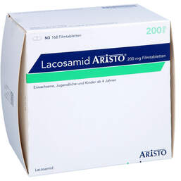 Abbildung: Lacosamid Aristo 200 mg Filmtabletten 168 St, Filmtabletten PZN 17895952