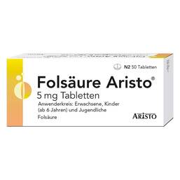 Abbildung: Folsäure Aristo 5 mg Tabletten 50 St, Tabletten PZN 17896868