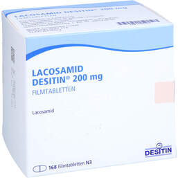 Abbildung: Lacosamid Desitin 200 mg Filmtabletten 168 St, Filmtabletten PZN 17897313