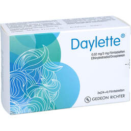 Abbildung: Daylette 0,02 mg / 3 mg Filmtabletten 3X28 St, Filmtabletten PZN 17906733