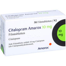 Abbildung: Citalopram Amarox 10 mg Filmtabletten 50 St, Filmtabletten PZN 17907448