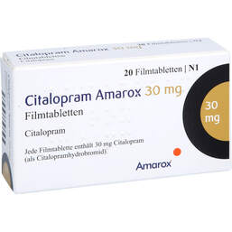 Abbildung: Citalopram Amarox 30 mg Filmtabletten 20 St, Filmtabletten PZN 17907537