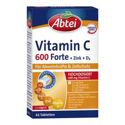 Abbildung: Abtei Vitamin C 600 Forte Tabletten Titandioxidfrei  42 St, Tabletten PZN 17908376