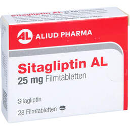 Abbildung: Sitagliptin AL 25 mg Filmtabletten 28 St, Filmtabletten PZN 17916654
