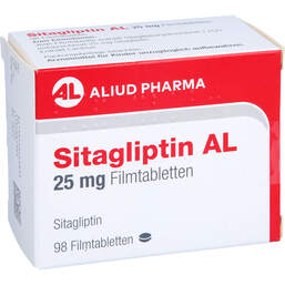 Abbildung: Sitagliptin AL 25 mg Filmtabletten 98 St, Filmtabletten PZN 17916683