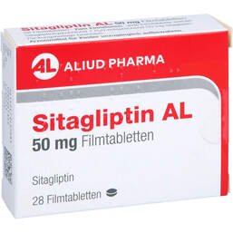 Abbildung: Sitagliptin AL 50 mg Filmtabletten 28 St, Filmtabletten PZN 17916708