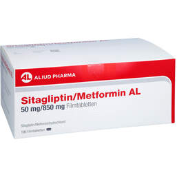 Abbildung: Sitagliptin / Metformin AL 50 mg / 850 mg Filmtabletten 196 St, Filmtabletten PZN 17916789