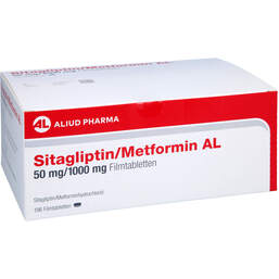 Abbildung: Sitagliptin / Metformin AL 50 mg / 1000 mg Filmtabletten 196 St, Filmtabletten PZN 17916803