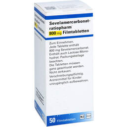 Abbildung: Sevelamercarbonat-ratiopharm 800 mg Filmtabletten 50 St, Filmtabletten PZN 17926428