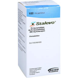 Abbildung: Stalevo 75 mg / 18,75 mg / 200 mg Filmtabletten 100 St, Filmtabletten PZN 17927014