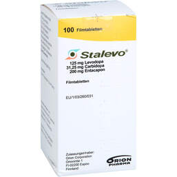 Abbildung: Stalevo 125 mg / 31,25 mg / 200 mg Filmtabletten 100 St, Filmtabletten PZN 17927020