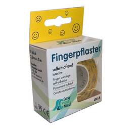 Abbildung: UM Easyplast Fingerpflaster selbsth.2,5cmx5m gelb Smil. 1 St, Pflaster PZN 17929183