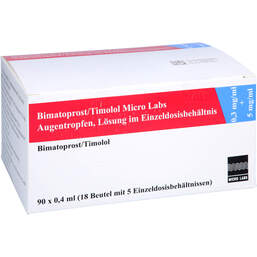 Abbildung: Bimatoprost / Timolol Micro Labs 0,3 + 5 mg / ml Atr Edb 90X0.4 ml, Augentropfen PZN 17931820
